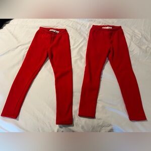 Cat & Jack Red Fleece Lined Leggings (2) - Size 5T
